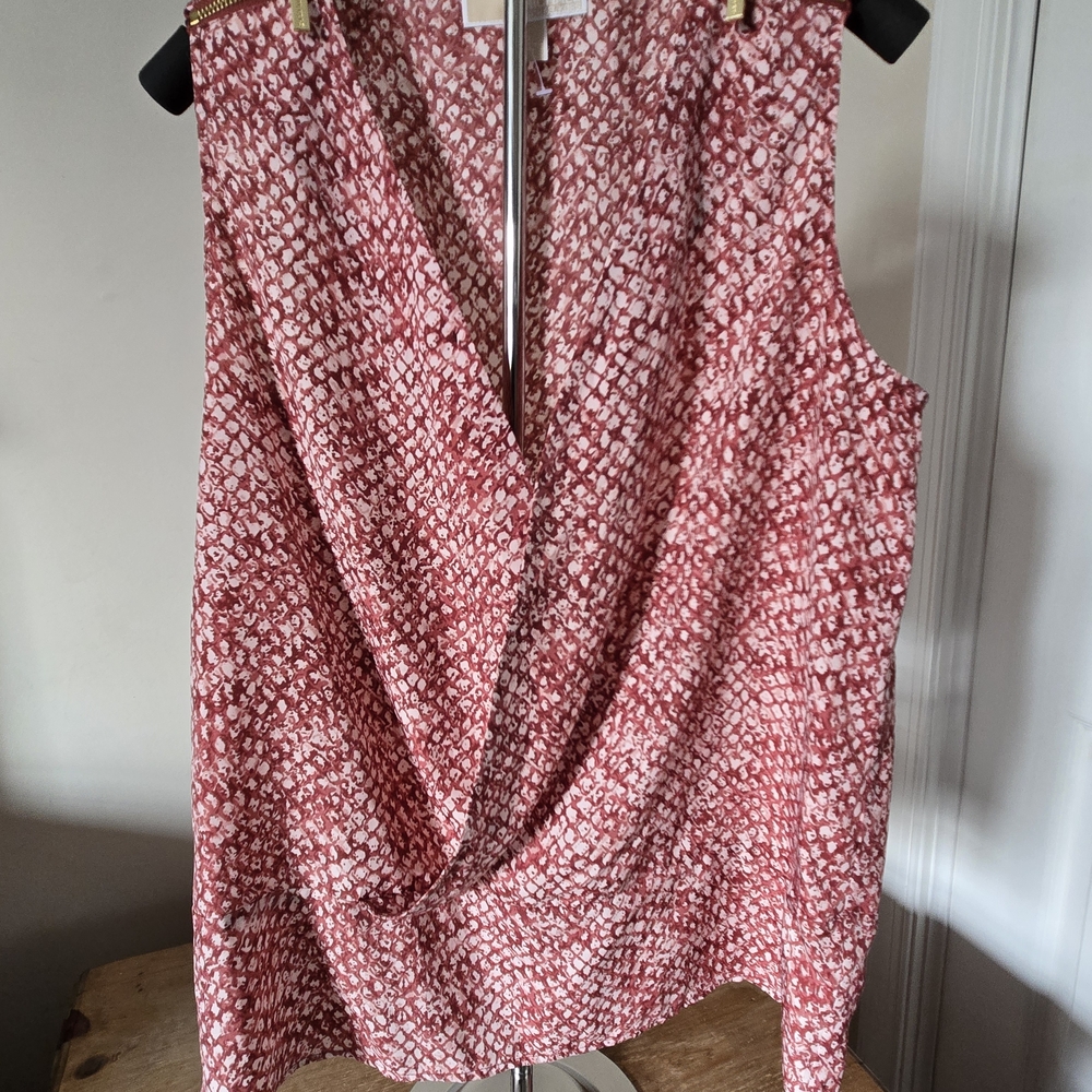 Michael Kors Red and White Patterned Tank Top